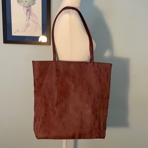 Wine color suede tote
